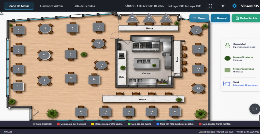 Vinson POS — plano de mesas